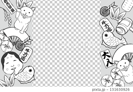 Auspicious line drawing frame 131630926
