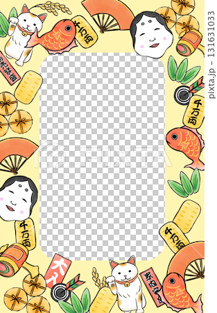 おめでたい素材の手描き風フレーム 131631033