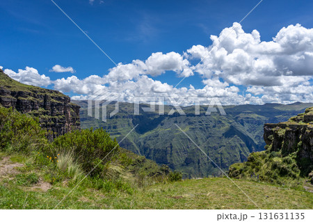 Majestic Rocky Mountains Seen from Waqrapukara, a Scenic Inca Site in Peru 131631135