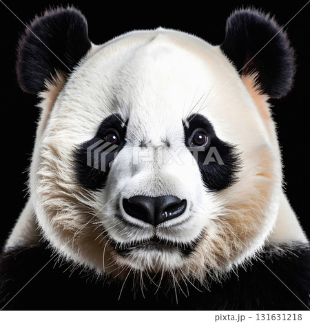 Panda portrait with round fluffy face and wide innocent eyes 131631218