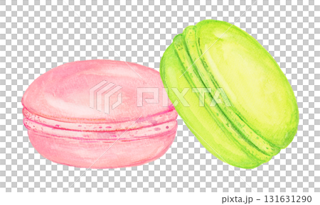 Hand drawn watercolor cute colorful macaroons illustration 131631290