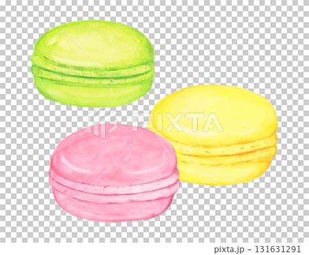 手描き水彩のかわいいカラフルなマカロンのイラスト 131631291
