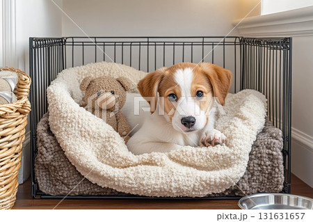 お気に入りのぬいぐるみと眠る子犬の安らぎ時間 お気に入りのぬいぐるみと眠る子犬の安らぎ時間 131631657