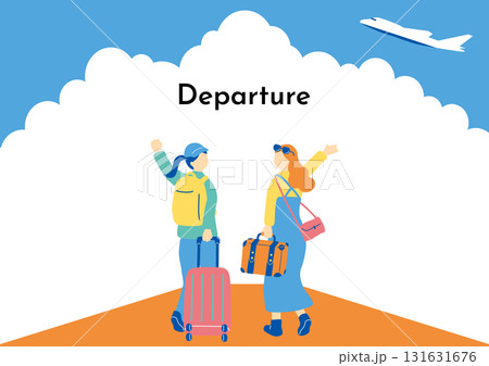 旅行へ出発する人たちのイラスト素材 [131631676] - PIXTA