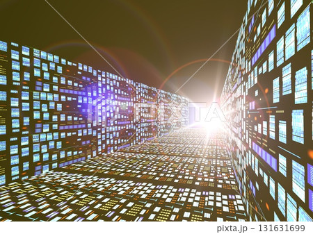 ハイテク　テクノロジー　産業などの　明るい未来を　太陽光で表現した背景(3DCGイメージ) 131631699