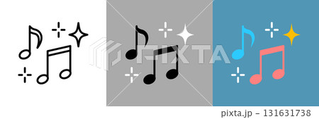 音楽の音符のカラーとモノクロアイコンセット 131631738