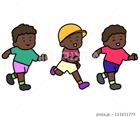 走る黒人の子供たち　男の子セット 131631775