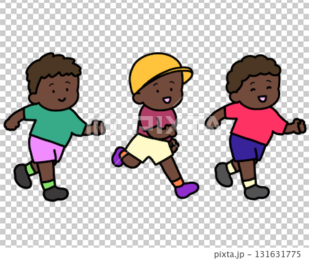 走る黒人の子供たち　男の子セット 131631775