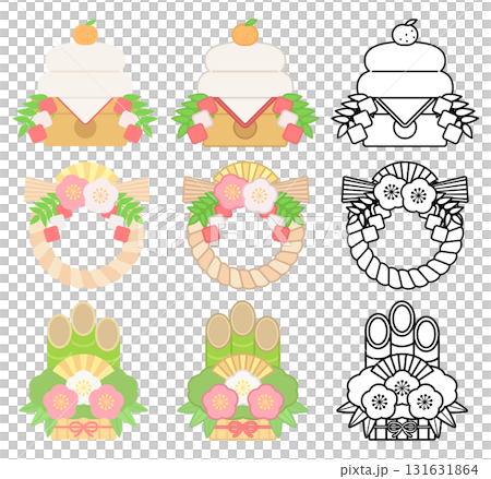 New Year's set (Kagami mochi, Shimenawa and Kadomatsu) 131631864