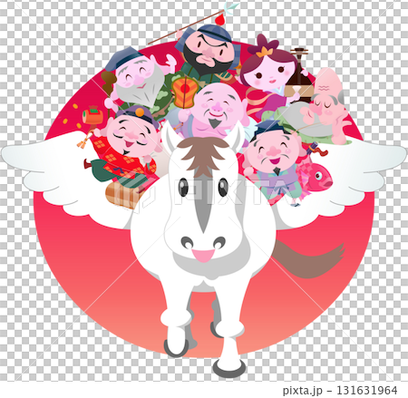 2026年　午年　年賀状素材　イラスト　七福神 131631964
