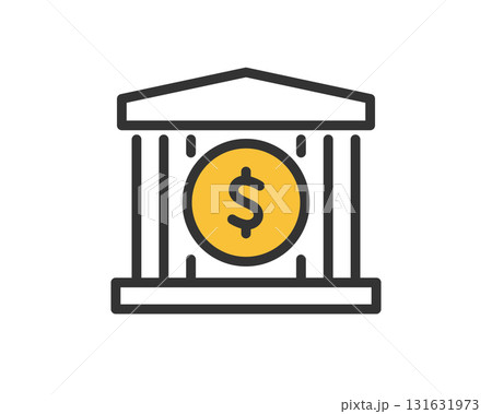 ドルマークの銀行アイコン イラスト | ベクター素材 131631973