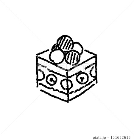 ぶどうタルトケーキの線画イラスト(モノクロ) ぶどうタルトケーキの線画イラスト(モノクロ) 131632613