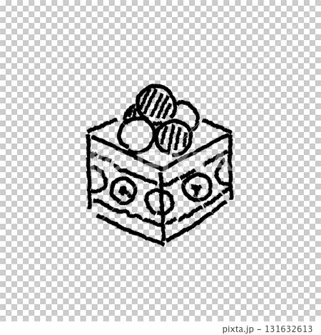 ぶどうタルトケーキの線画イラスト(モノクロ) ぶどうタルトケーキの線画イラスト(モノクロ) 131632613