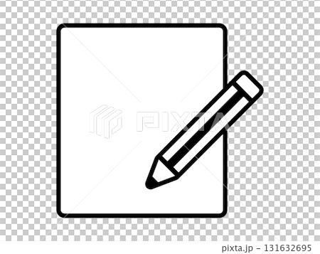 Blank paper and pencil icon monochrome Blank paper and pencil icon monochrome 131632695