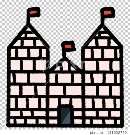 Brick tower with a red flag Brick tower with a red flag 131632730