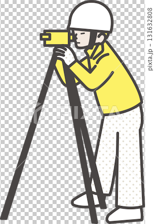 一名男性土木工程師測量的插圖 一名男性土木工程師測量的插圖 131632808