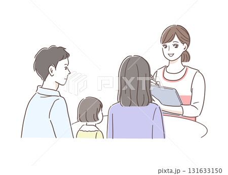 保育士に相談する家族のイラスト素材 保育士に相談する家族のイラスト素材 131633150