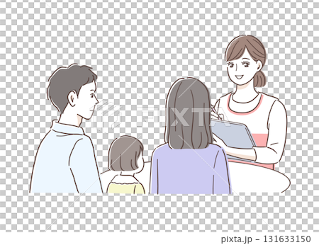 保育士に相談する家族のイラスト素材 保育士に相談する家族のイラスト素材 131633150