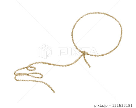 Cowboy lasso hand drawn isolated illustration. Long rope with loop. Horse driver tool. Watercolor drawing 131633181