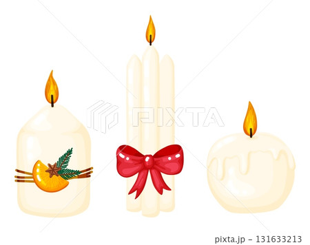 White Christmas Candles Set with Festive Decor 131633213