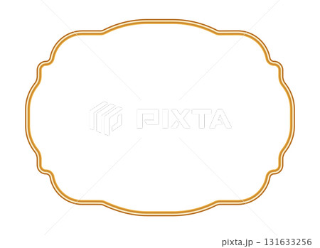Golden luxury 3d frame, ornamental border. Realistic shiny oriental window, stamp, magic portal, arabesque frame, seal. Indian decorative element. Vector illustration for certificate, stamp, vignette 131633256