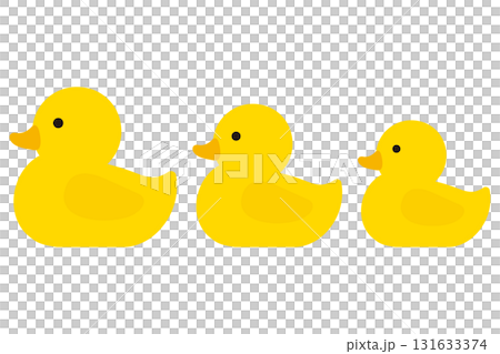 Illustration of a row of duck toys 131633374
