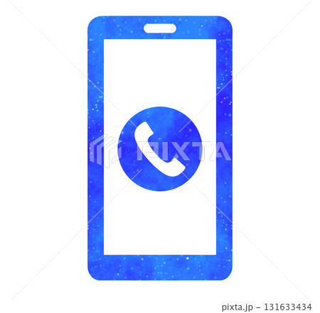 青い星空|電話アイコンのスマートフォン 青い星空|電話アイコンのスマートフォン 131633434