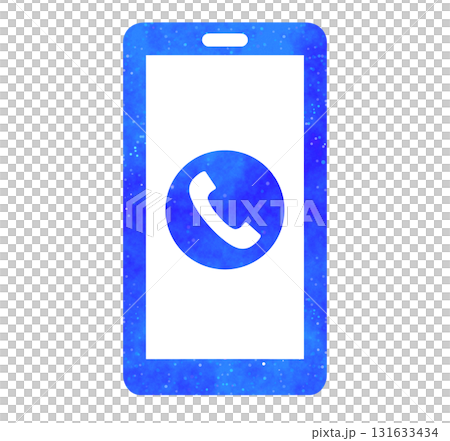 青い星空|電話アイコンのスマートフォン 青い星空|電話アイコンのスマートフォン 131633434