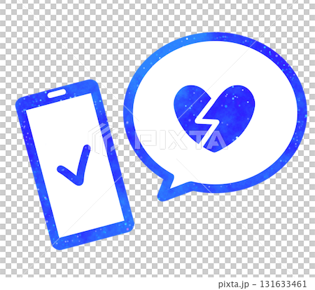 Blue starry sky | Cracked heart symbol and smartphone Blue starry sky | Cracked heart symbol and smartphone 131633461