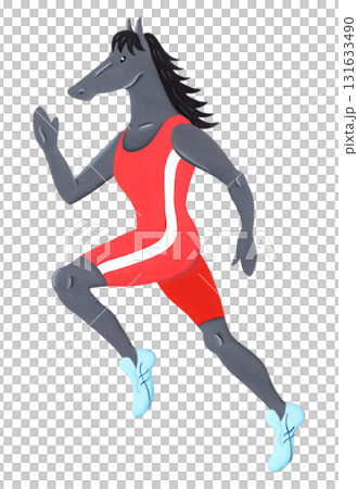 午年年賀状素材・陸上選手 131633490