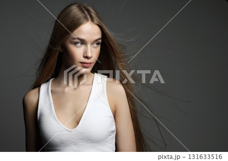 beautiful blond hair young woman. beauty portrait of pretty girl beautiful blond hair young woman. beauty portrait of pretty girl 131633516