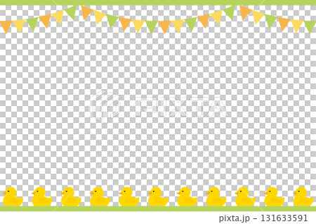 可愛的鴨子框架插圖(綠色) 可愛的鴨子框架插圖(綠色) 131633591