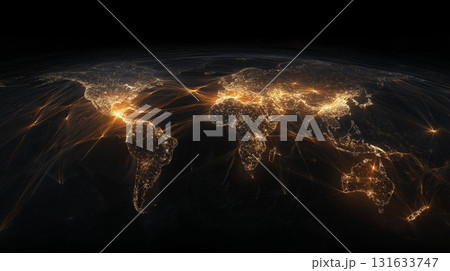 Vibrant night view of Earth planet showcasing urban areas and landscapes from space Vibrant night view of Earth planet showcasing urban areas and landscapes from space 131633747