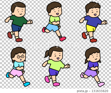 六個亞洲兒童奔跑 六個亞洲兒童奔跑 131633820