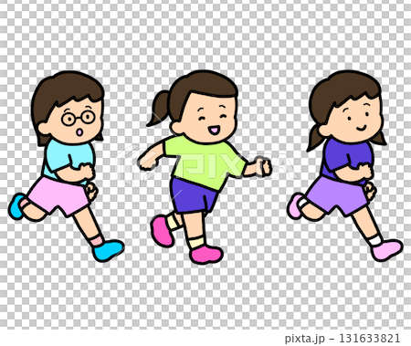 走るアジア人の子供たち 女の子セット 走るアジア人の子供たち 女の子セット 131633821