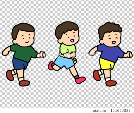 走るアジア人の子供たち　男の子セット 131633822