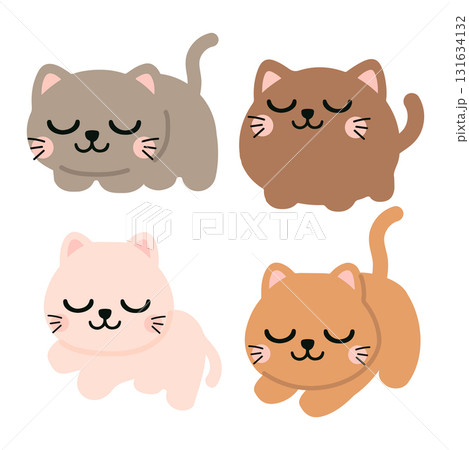 Illustration of Four Cute Cats Illustration of Four Cute Cats 131634132