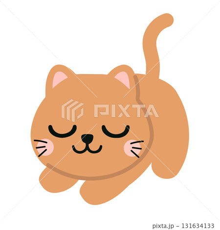Cartoon Illustration of a Ginger Kitten sleep Cartoon Illustration of a Ginger Kitten sleep 131634133