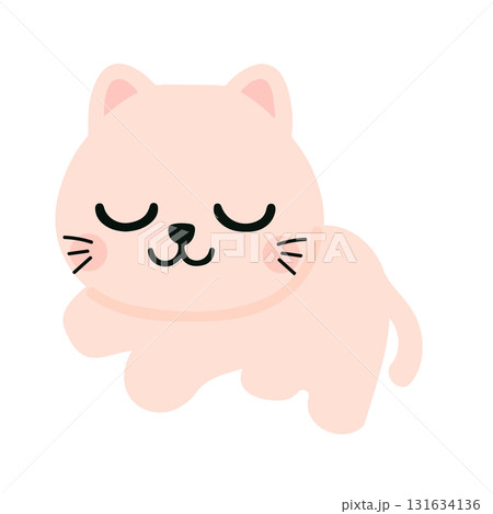 Cute Pink Cat Illustration sleep Cute Pink Cat Illustration sleep 131634136