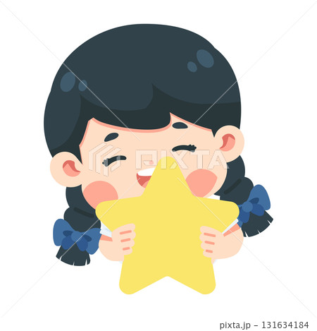 Illustration of Girl Holding a Star 131634184