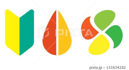 初心者マーク、若葉マークと高齢者マークのベクターイラストセット 131634282