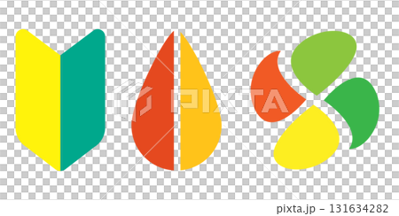 初心者マーク、若葉マークと高齢者マークのベクターイラストセット 131634282