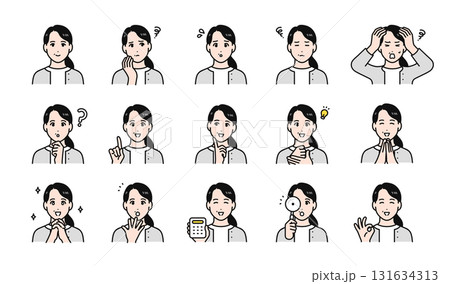 40代女性の様々な表情バリエーションセット 131634313