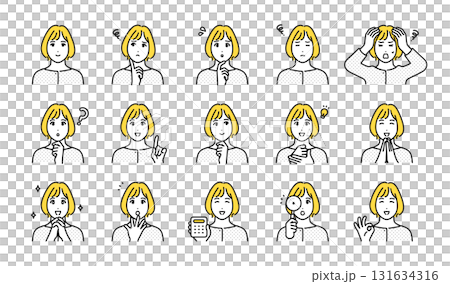 30s female housewife icon set 30s female housewife icon set 131634316