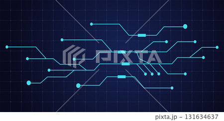HUD tech digital background circuit abstract element, background. Futuristic AI chip display bg in electric blue. line with engineering technology concept  131634637