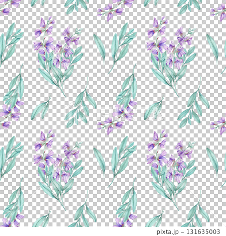 Botanical watercolor clipart of purple sage flowers with teal leaves, hand drawn sprig. Great for greeting cards, invitations, labels, posters, stickers, and decorative design projects. Botanical watercolor clipart of purple sage flowers with teal leaves, hand drawn sprig. Great for greeting cards, invitations, labels, posters, stickers, and decorative design projects. 131635003