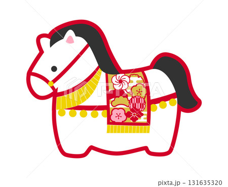 午年の年賀状用素材　かわいいウマの置物イラスト 131635320