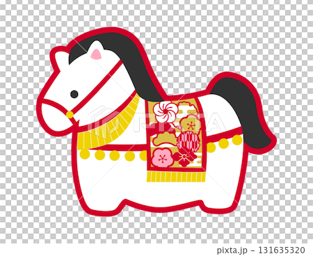 午年の年賀状用素材　かわいいウマの置物イラスト 131635320