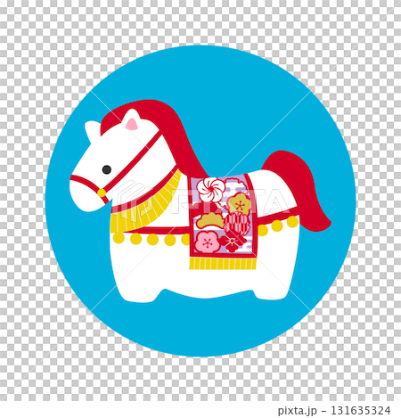 Cute horse figurine illustrations for New Year's cards in the Year of the Horse Cute horse figurine illustrations for New Year's cards in the Year of the Horse 131635324