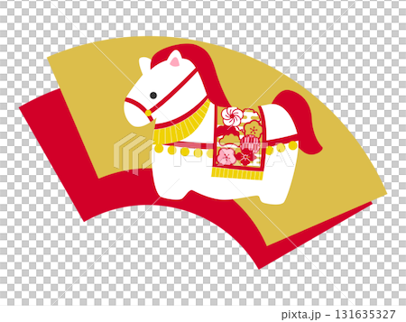 午年の年賀状用素材　かわいいウマの置物イラスト 131635327